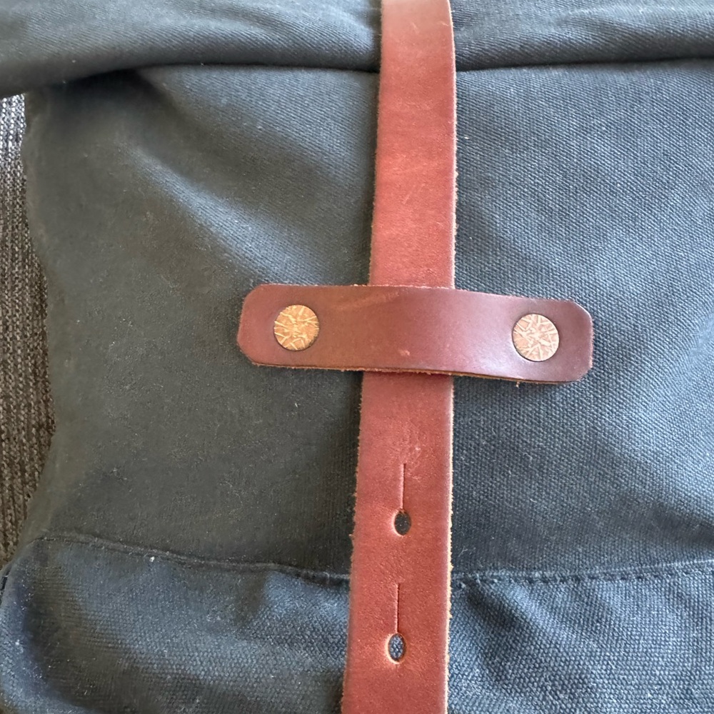Bradley Mountain Waxed Canvas Roll-Top Backpack with Brown Leather Trim - Slate - Picture 2 of 6